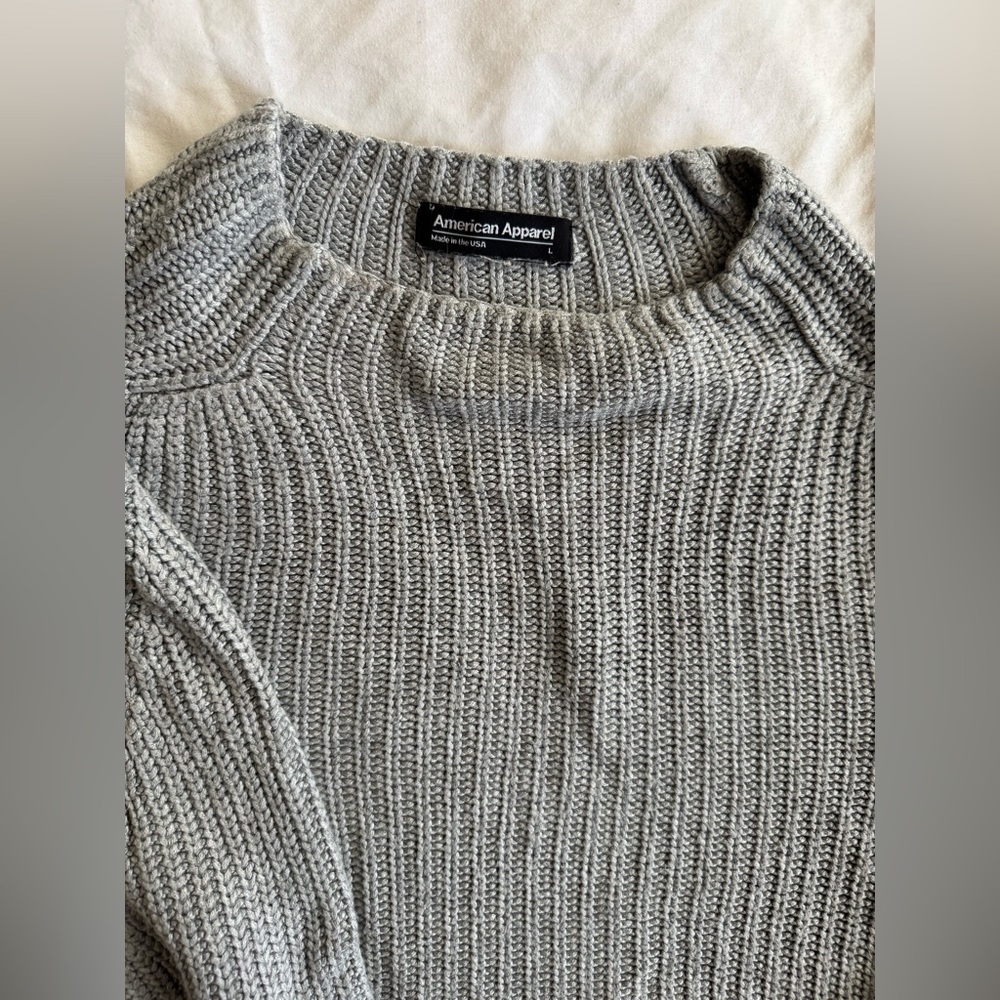 American Apparel Cropped Sweater - Grey - Large